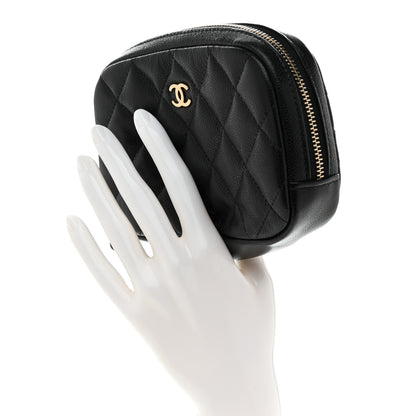 Chanel Caviar Quilted Small Curvy Pouch Cosmetic Case Black 2 of 8