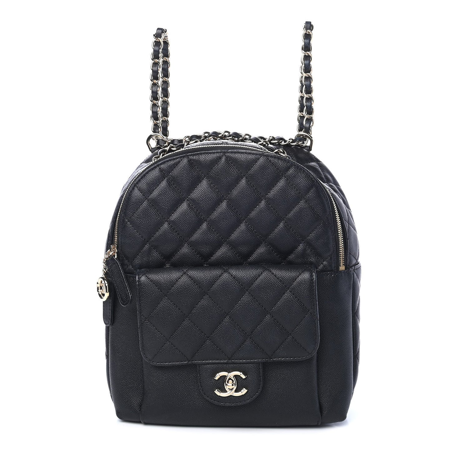 Caviar Quilted Medium Zip Around Backpack Black