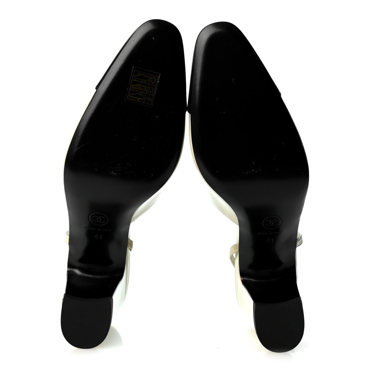 Chanel Lambskin Cap Toe CC Slingback Pumps 41 White Black 5 of 8