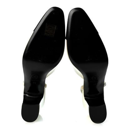 Chanel Lambskin Cap Toe CC Slingback Pumps 41 White Black 5 of 8