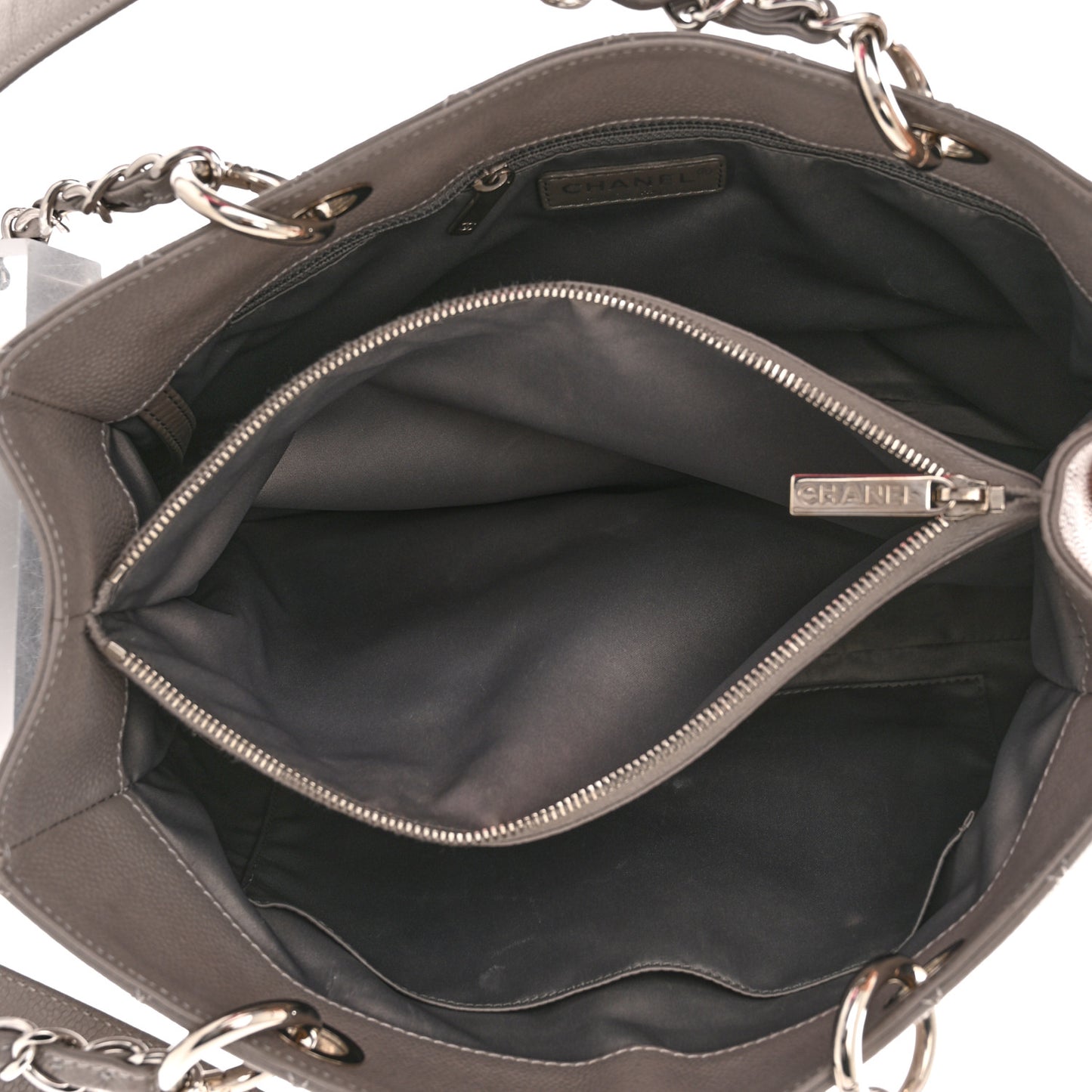 Caviar Quilted Grand Shopping Tote GST Light Grey