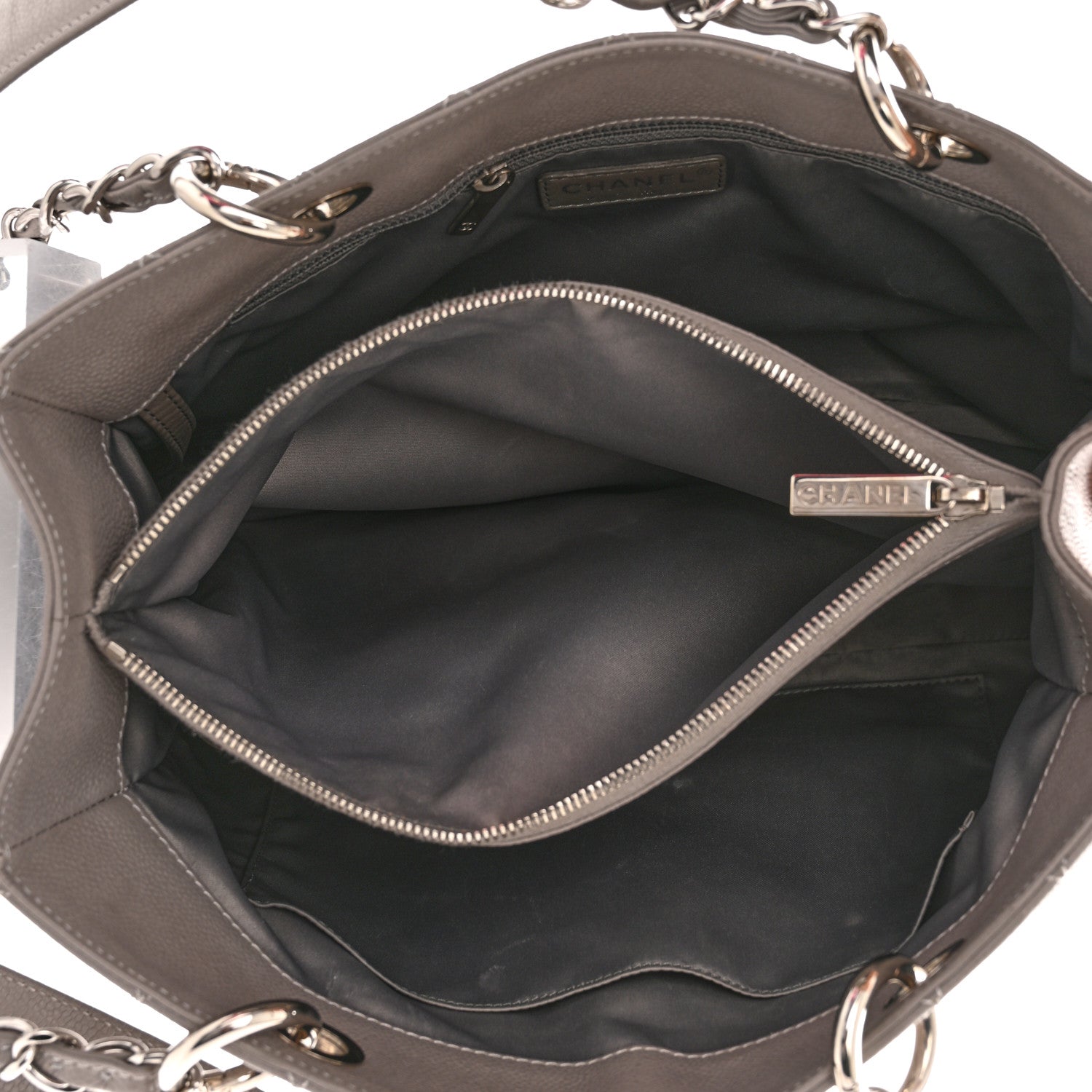 Chanel Caviar Quilted Grand Shopping Tote GST Light Grey 5 of 12