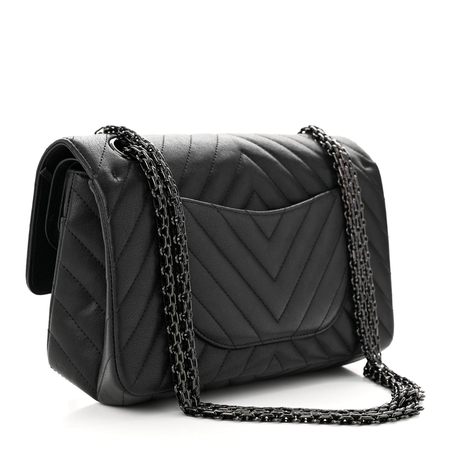 Sheepskin Chevron Quilted 2.55 Reissue 225 Double Flap So Black