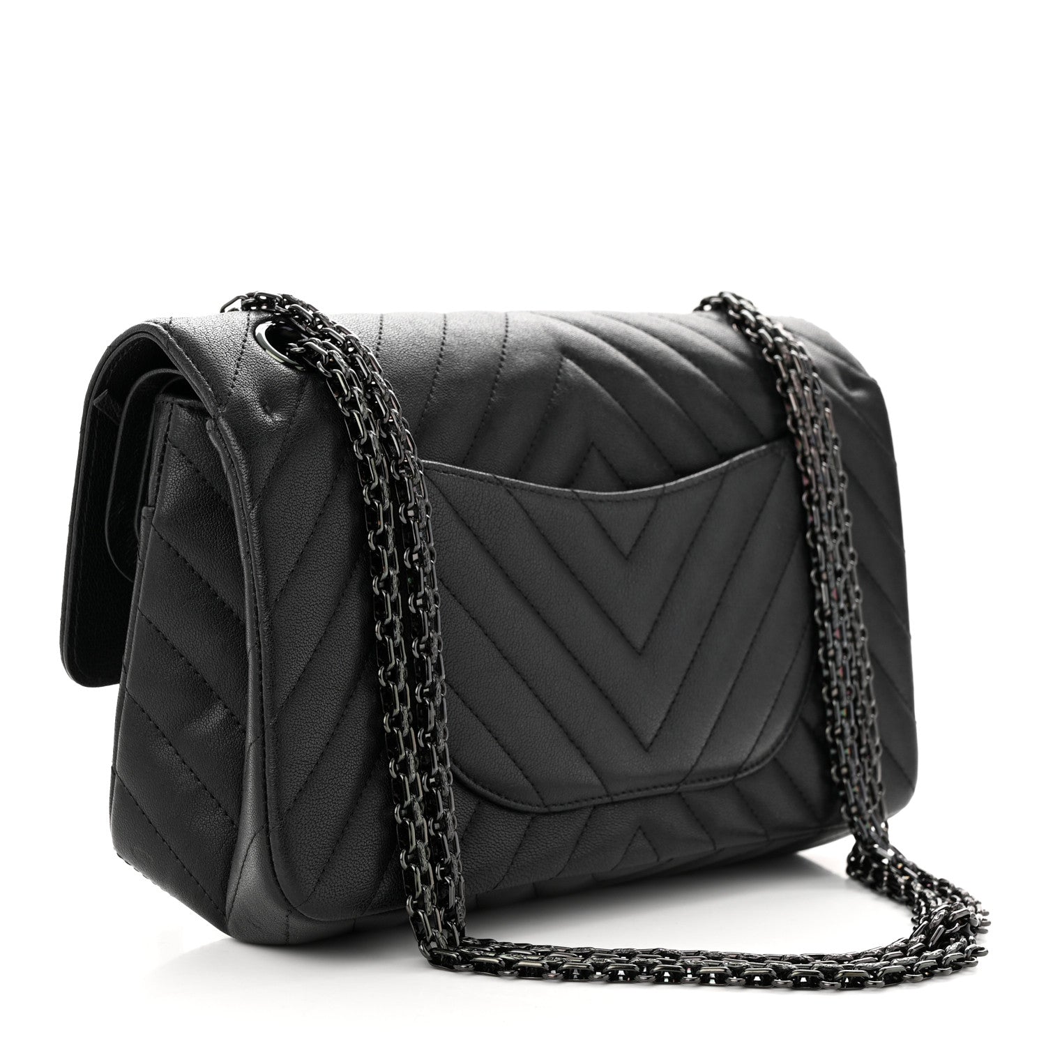 Chanel Sheepskin Chevron Quilted 2.55 Reissue 225 Double Flap So Black 3 of 14