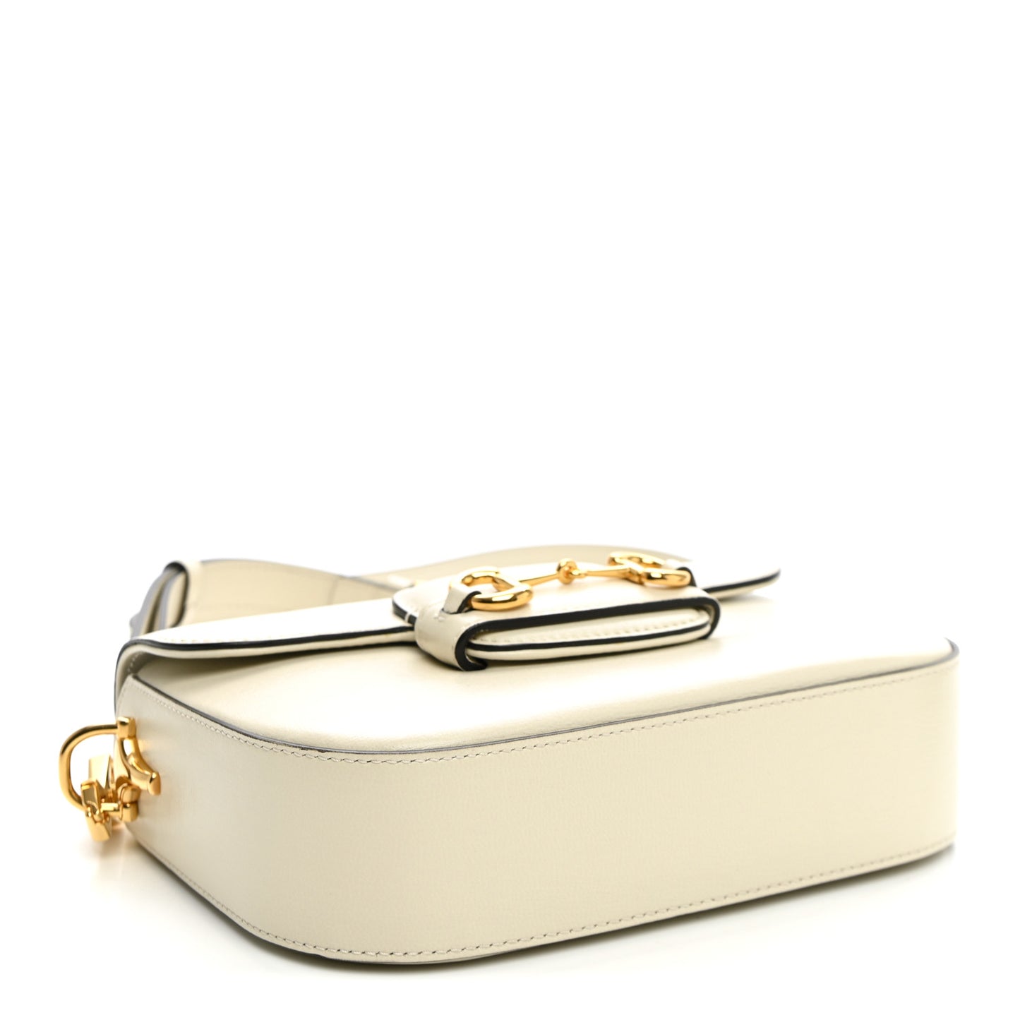 Azalea Calfskin Web Mini Horsebit 1955 Shoulder Bag Mystic White