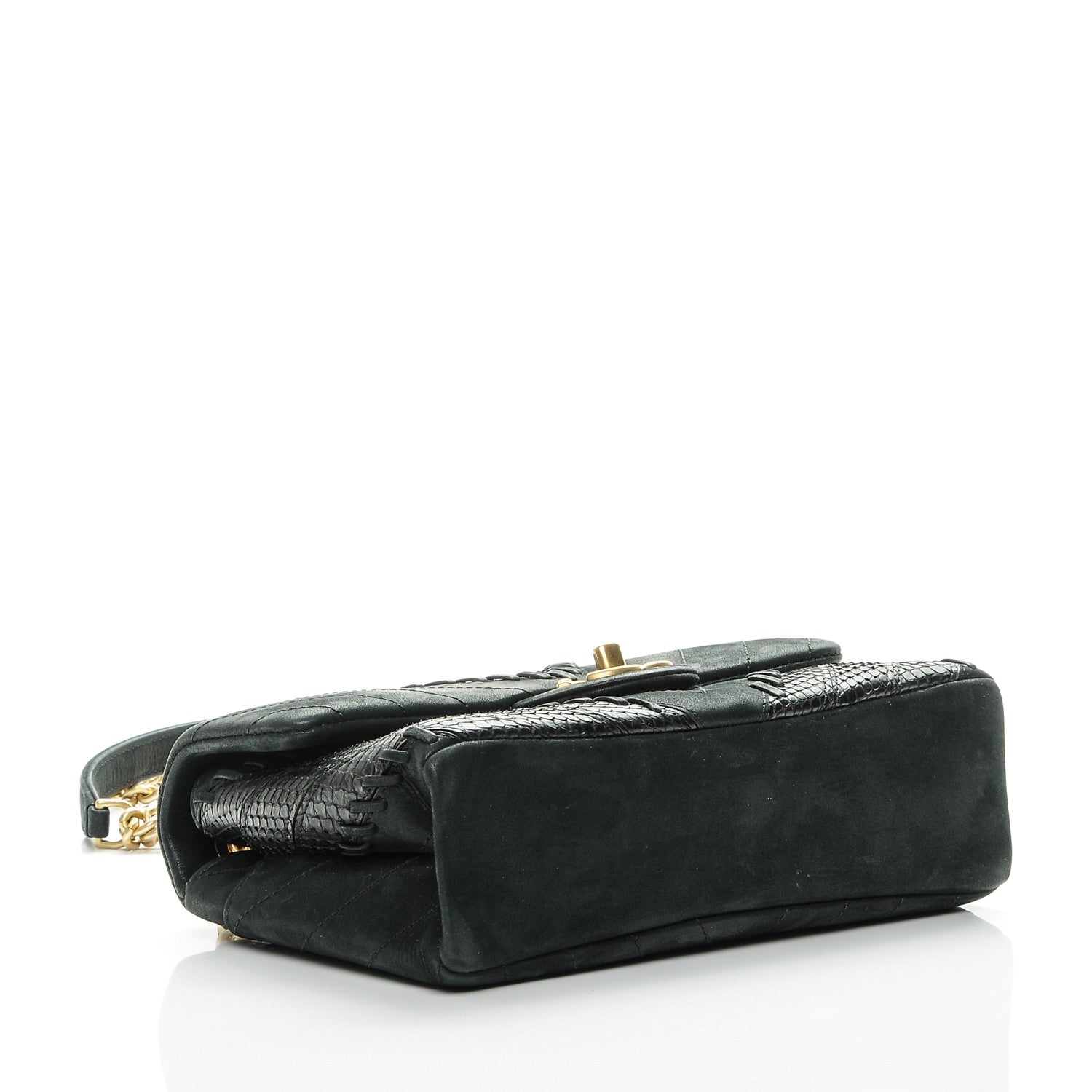 Chanel Iridescent Calfskin Python Patchwork Chevron Small Flap Black 4 of 7