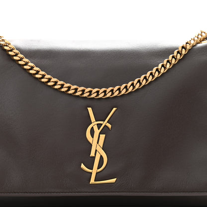Saint Laurent Smooth Calfskin Suede Medium Reversible Monogram Kate Satchel Military Brown 7 of 9