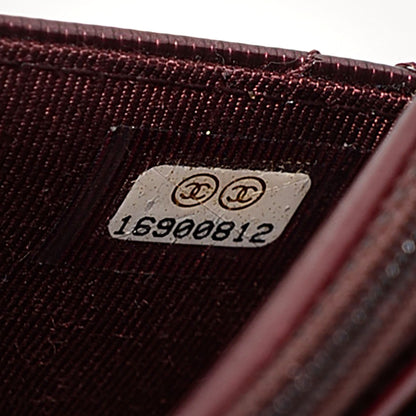 Chanel Striated Patent Quilted Wallet on Chain WOC Bordeaux 7 of 9
