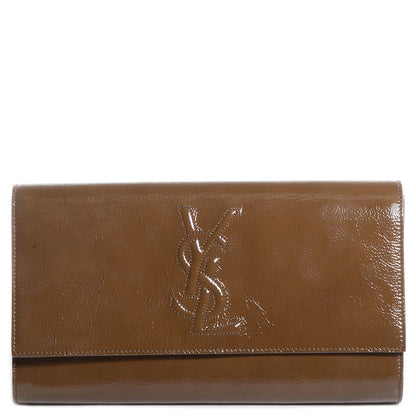 Saint Laurent Textured Patent Large Belle De Jour Clutch Tobacco 1 of 7