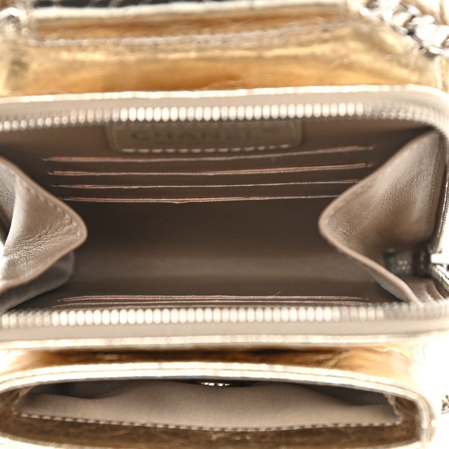 Crackled Aged Calfskin Mini Crossbody Flap Gold