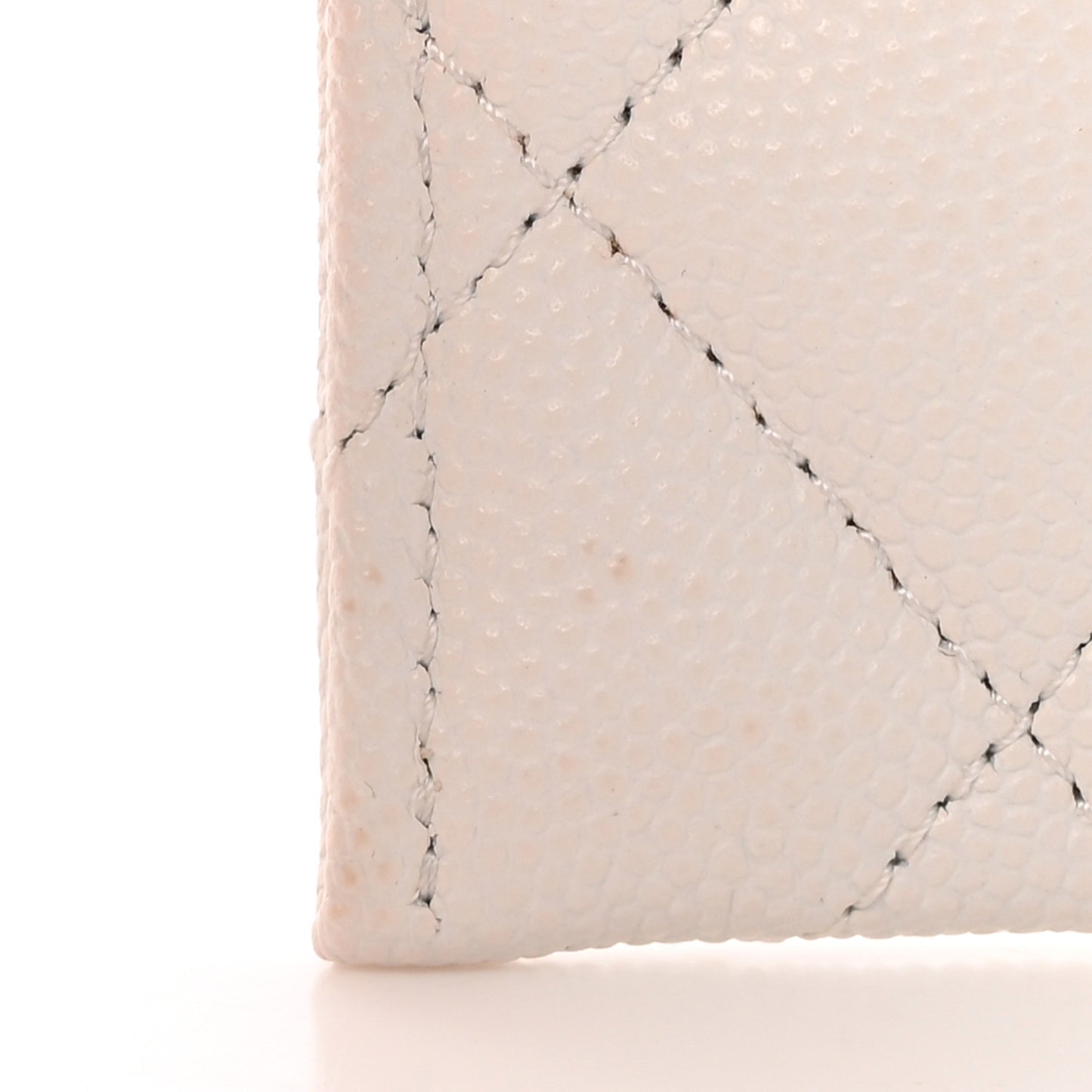 Caviar Metal Quilted Perforated CC Card Holder White