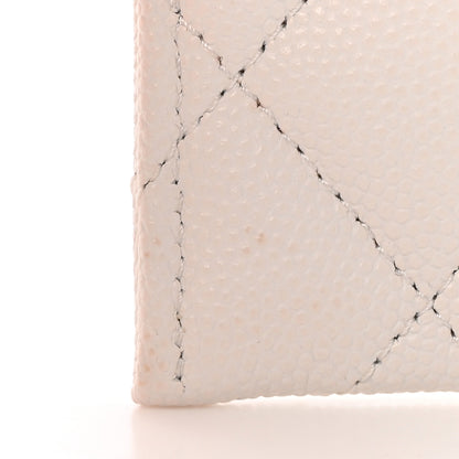 Chanel Caviar Metal Quilted Perforated CC Card Holder White 12 of 13
