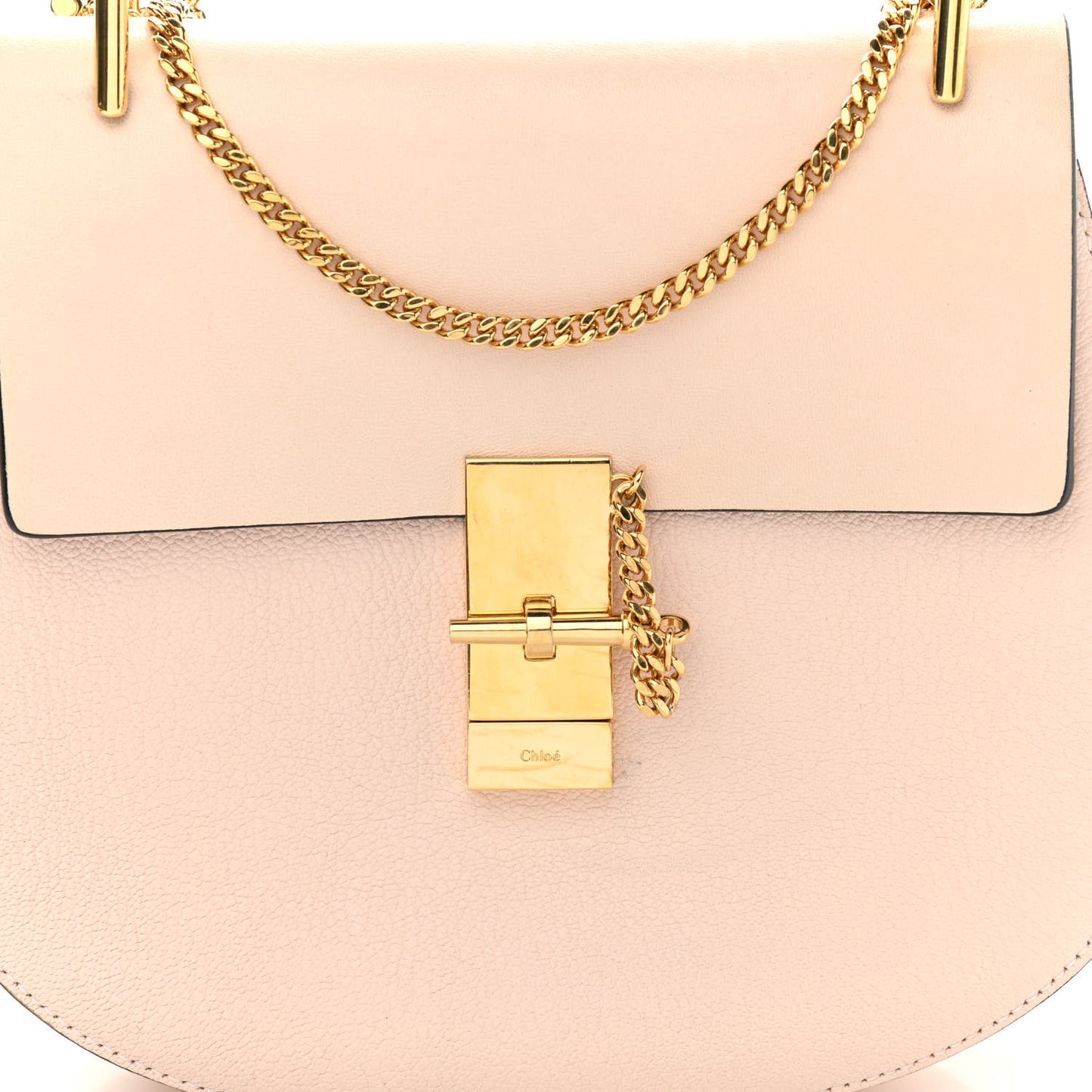 Grained Calfskin Lambskin Drew Shoulder Bag Biscotti Beige
