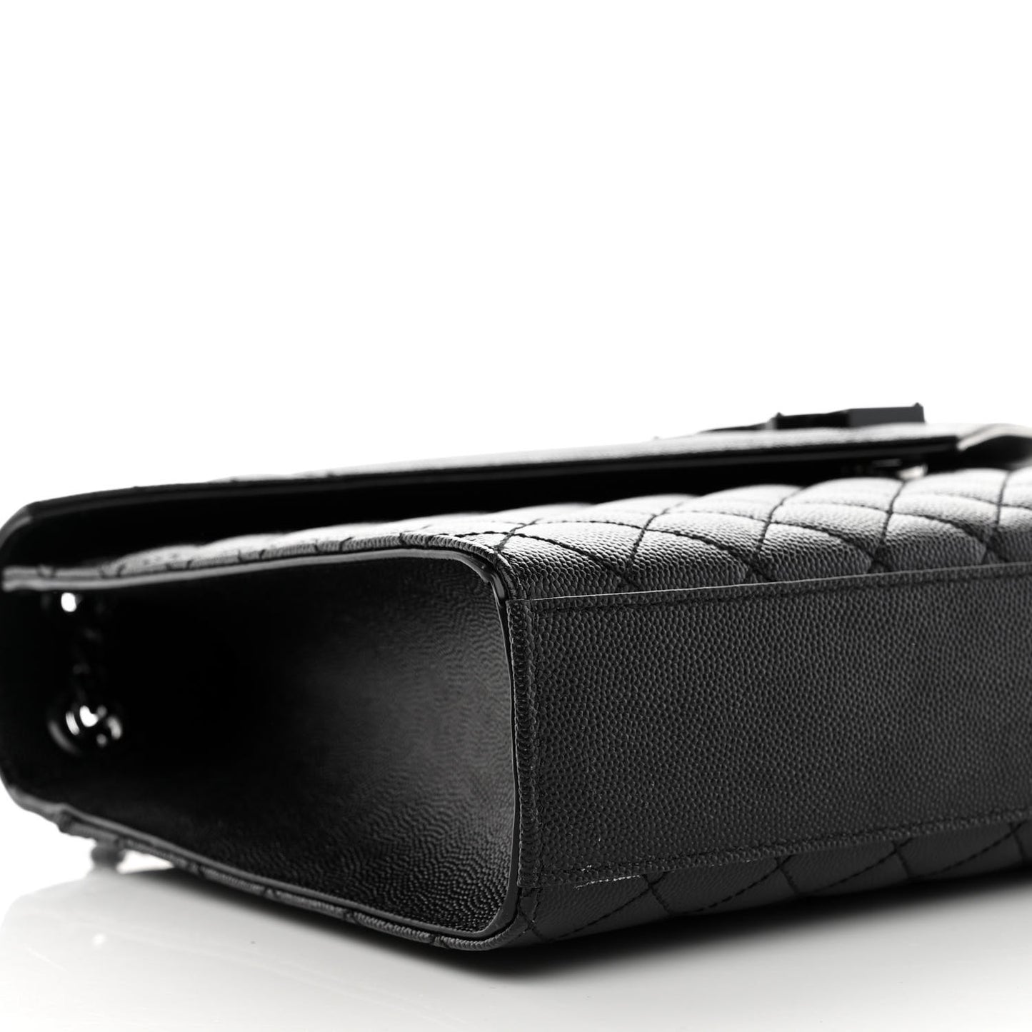 Grain De Poudre Textured Mixed Matelasse Large Triquilt Monogram Monochrome Satchel Black