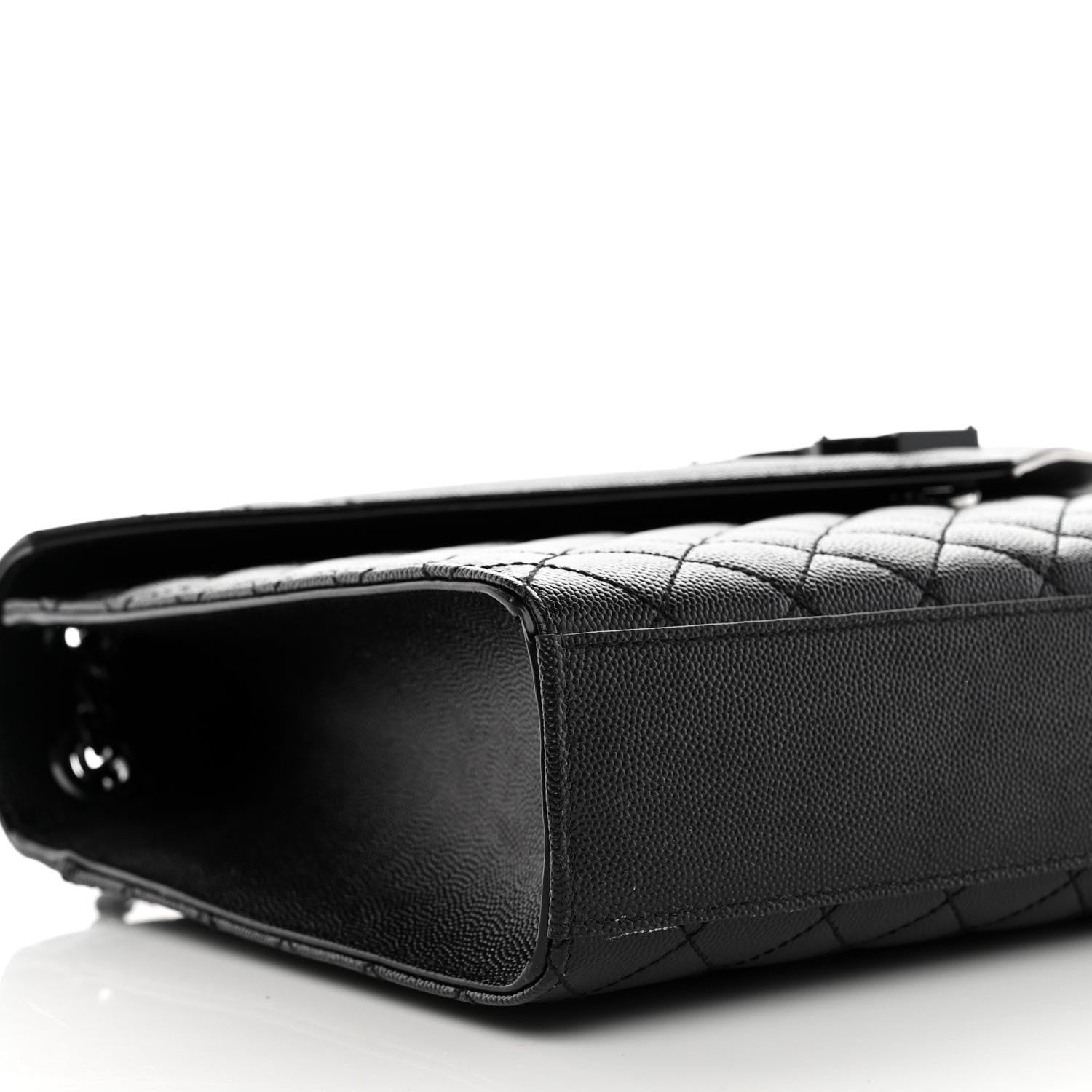 Saint Laurent Grain De Poudre Textured Mixed Matelasse Large Triquilt Monogram Monochrome Satchel Black 9 of 10