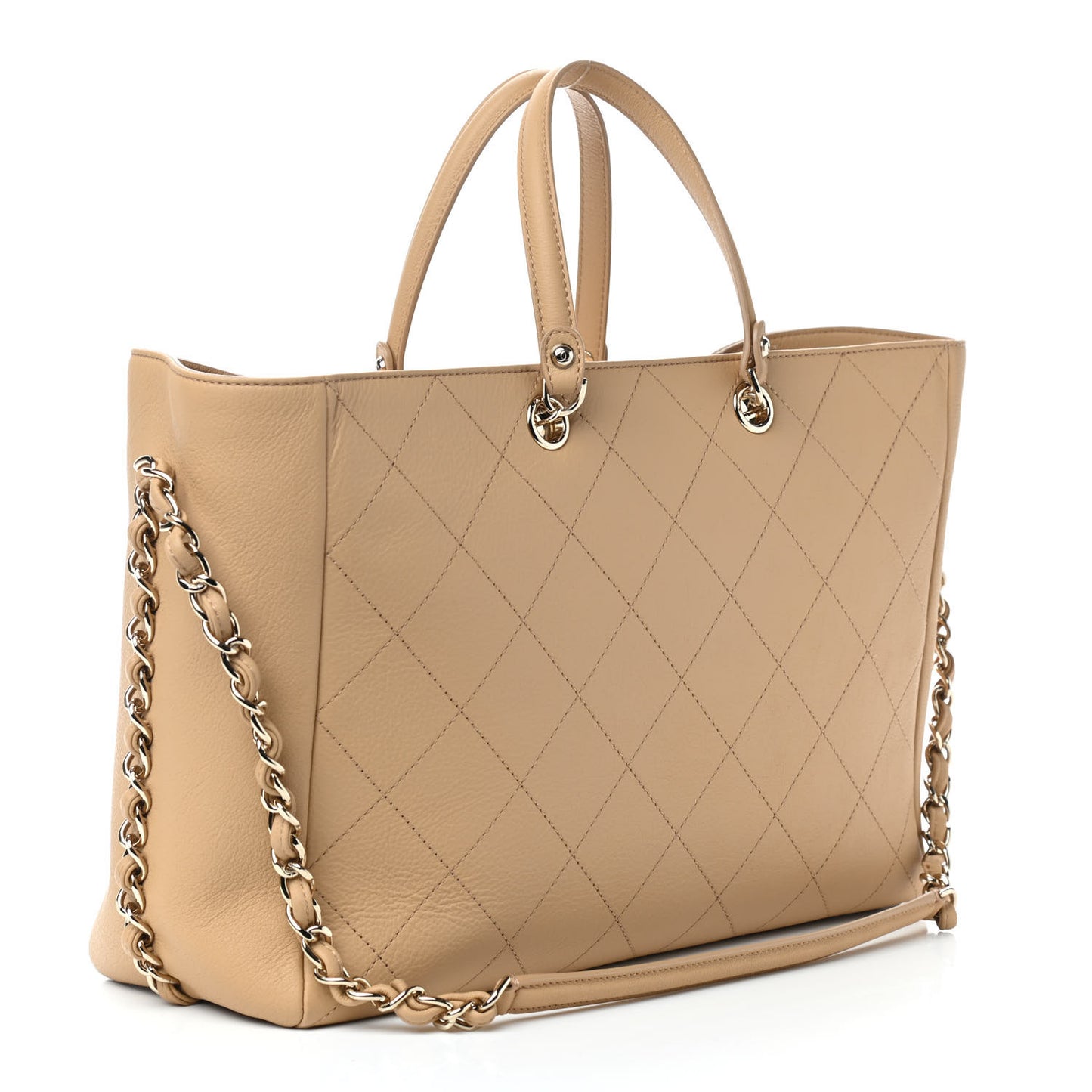 Bullskin Stitched Medium Shopping Bag Beige