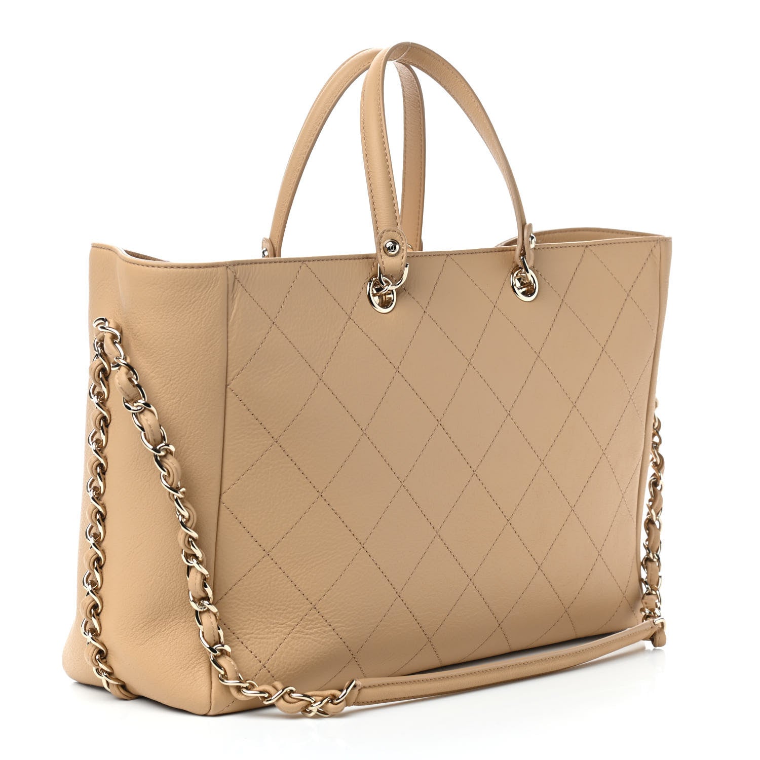 Chanel Bullskin Stitched Medium Shopping Bag Beige 3 of 9