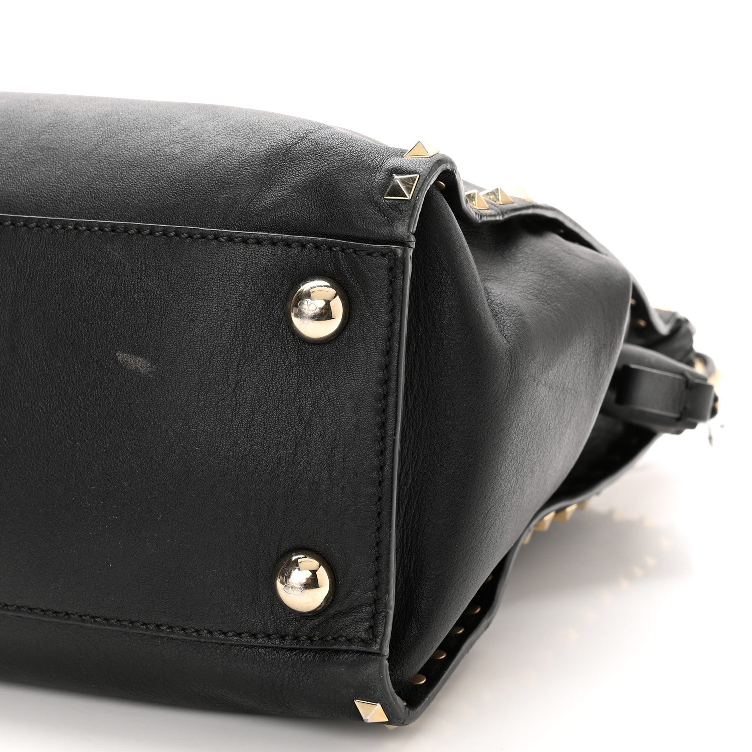 Valentino Garavani Vitello Rockstud Dome Shopper Black 9 of 14