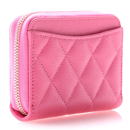 Chanel Caviar Quilted Zip Coin Purse Pink 3 of 8