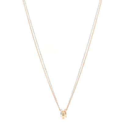 Cartier 18K White Pink Gold Diamond Three Ring LOVE Necklace 1 of 4