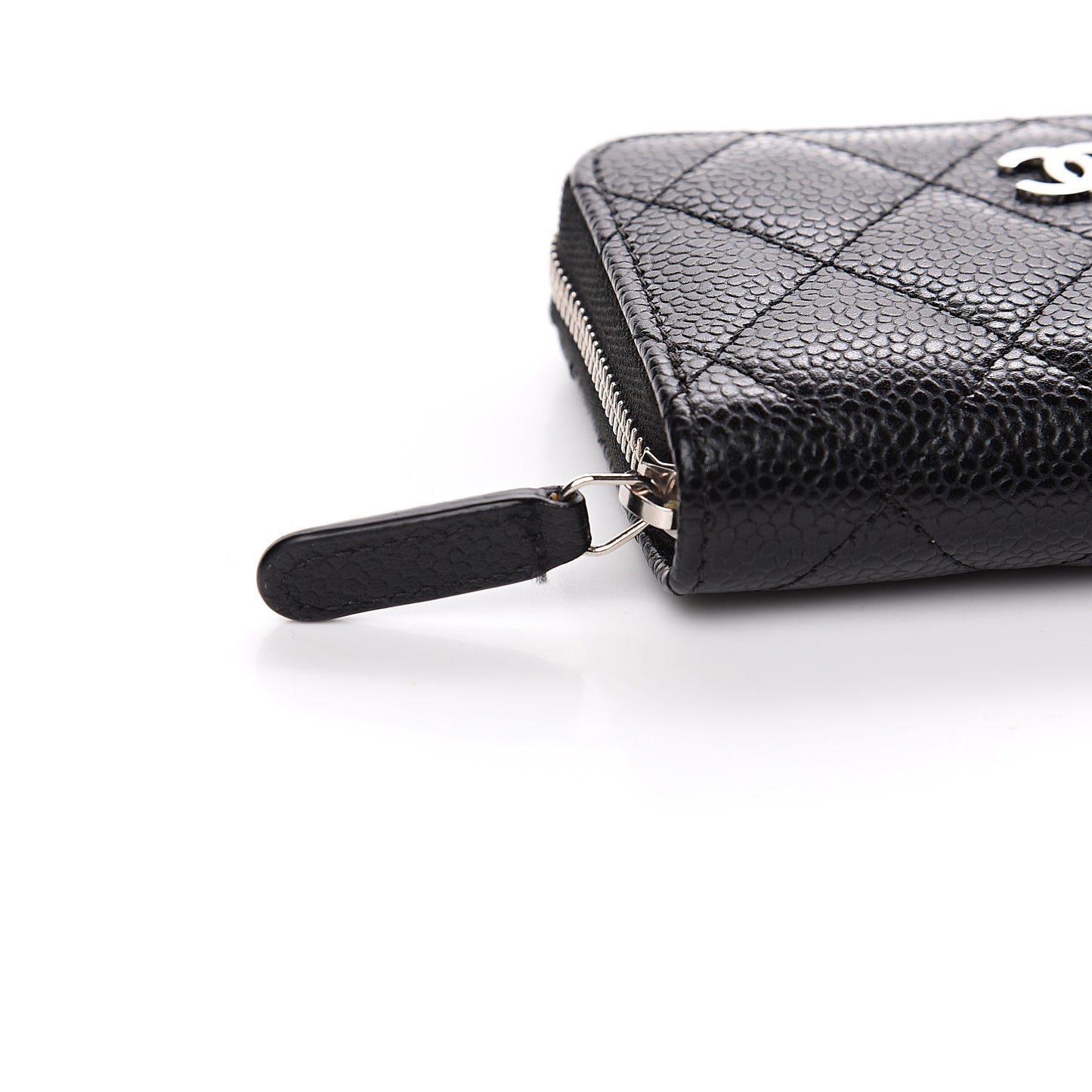 Caviar Quilted Zip Coin Purse Black