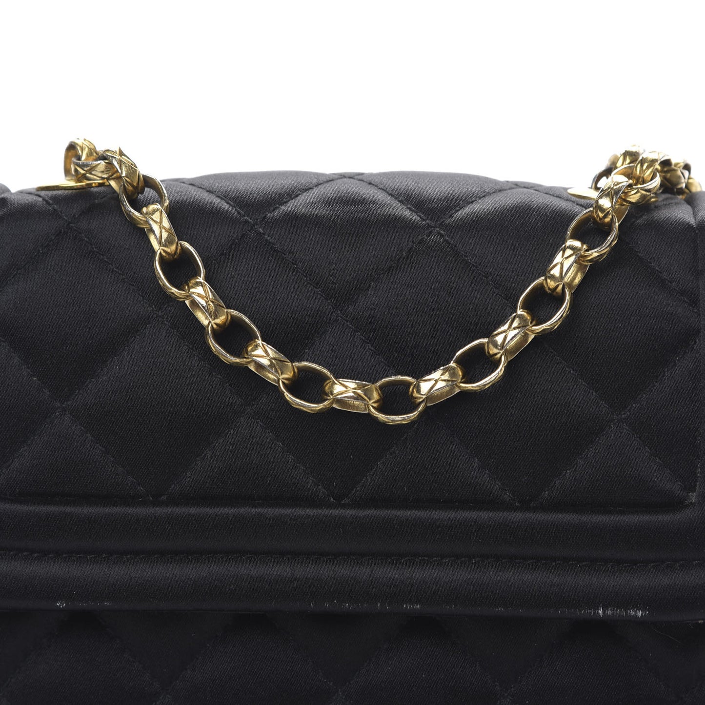 Satin Quilted Tassel Mini Flap Black