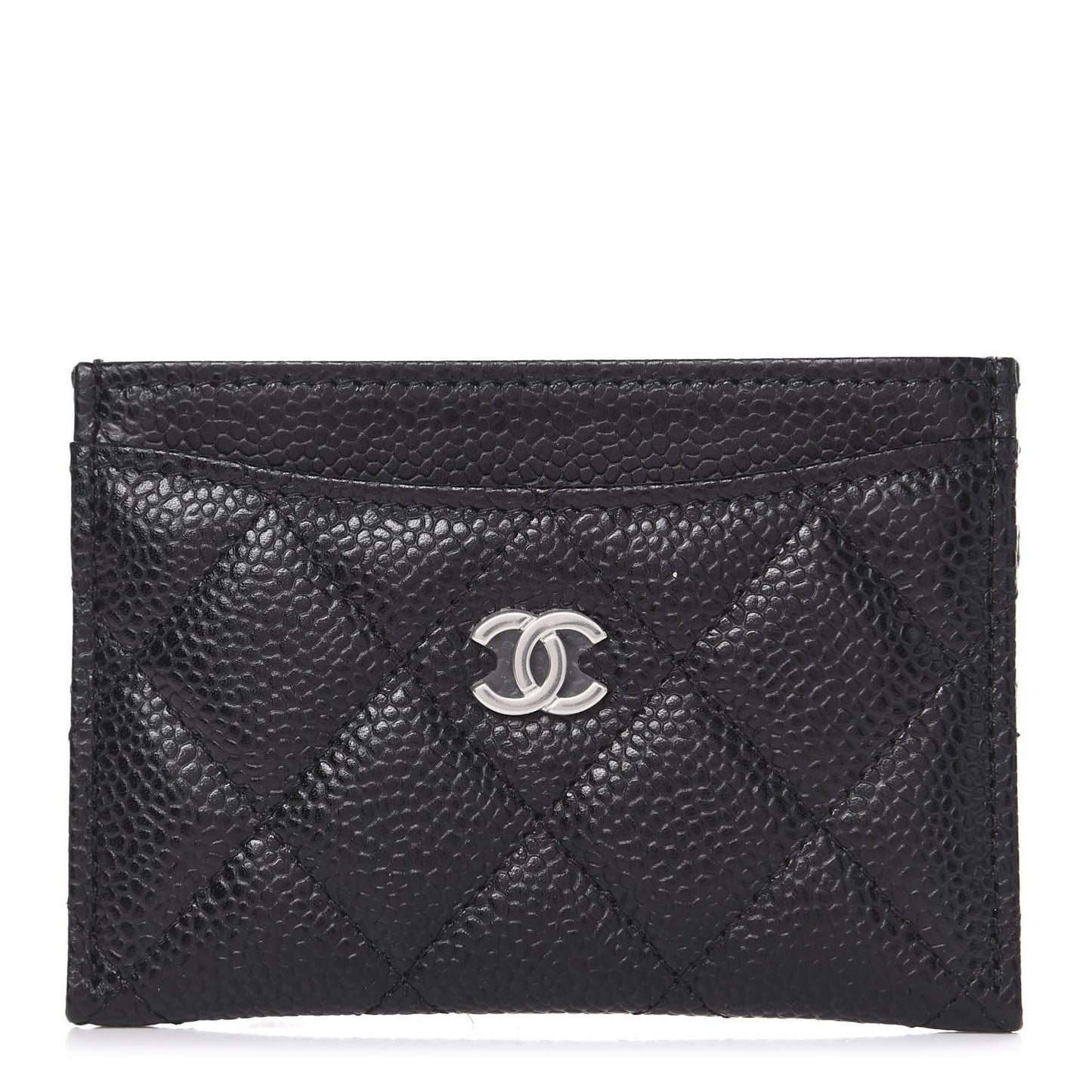 Caviar Quilted Card Holder Black