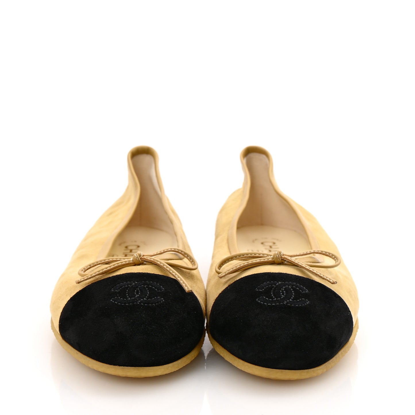 Suede Cap Toe CC Ballerina Flats 40 Beige Black