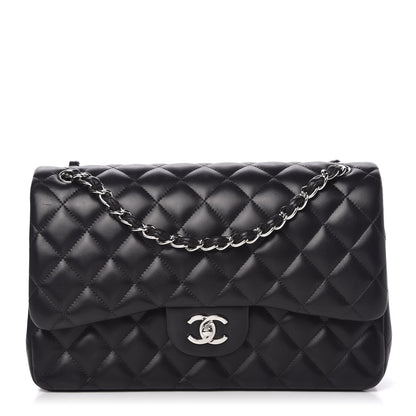 Chanel Lambskin Quilted Jumbo Double Flap Black 1 of 15