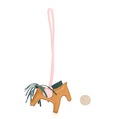 Hermes Milo Lambskin Grigri Rodeo Horse Bag Charm PM Sesame Malachite Rose Sakura 2 of 5