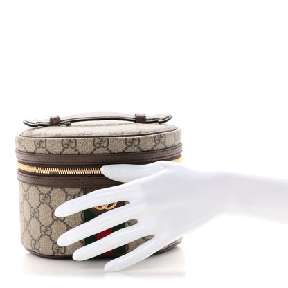 Gucci GG Supreme Monogram Textured Calfskin Web Ophidia Vanity Cosmetic Case Beige Ebony New Acero 2 of 8