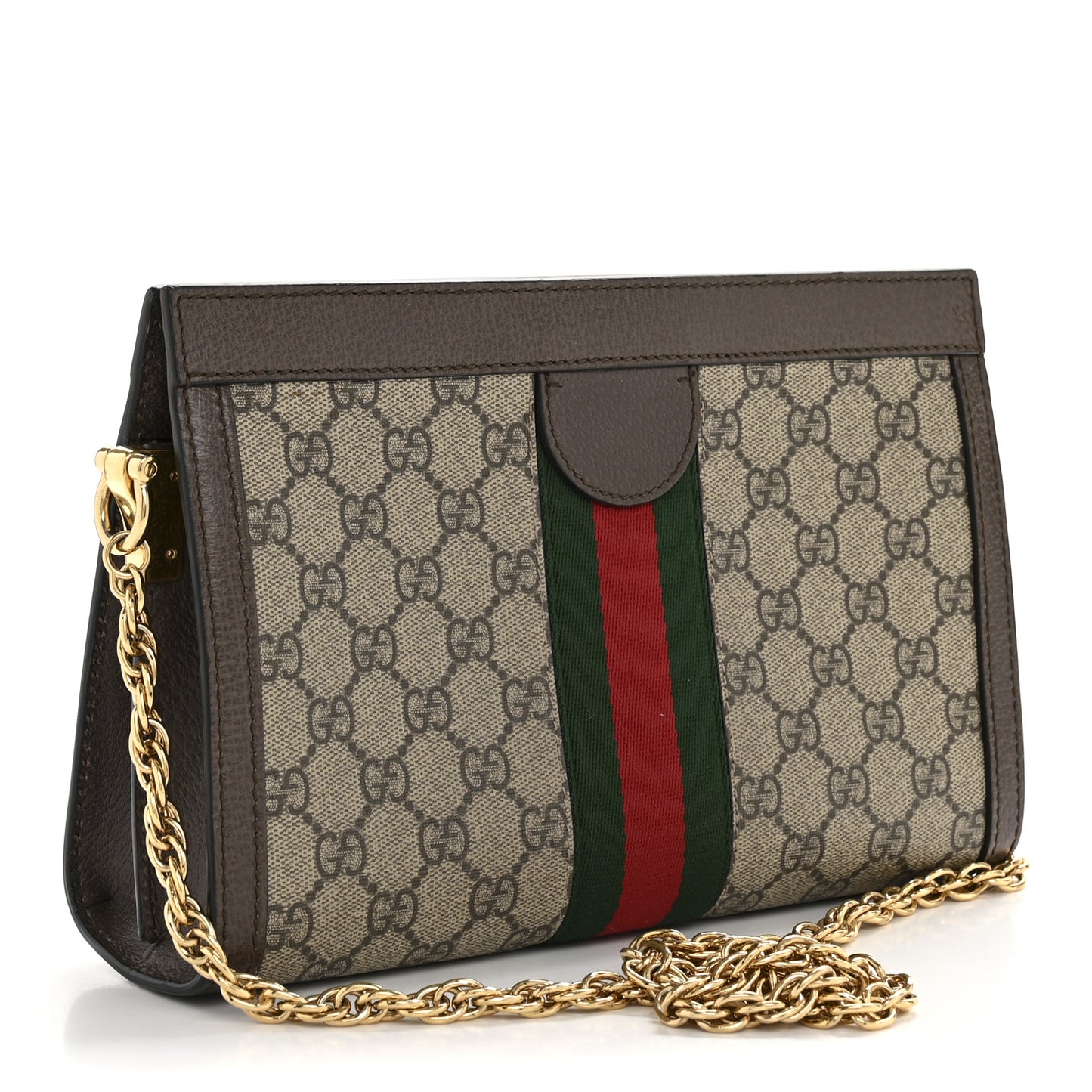 GG Supreme Monogram Web Small Ophidia Chain Shoulder Bag Brown