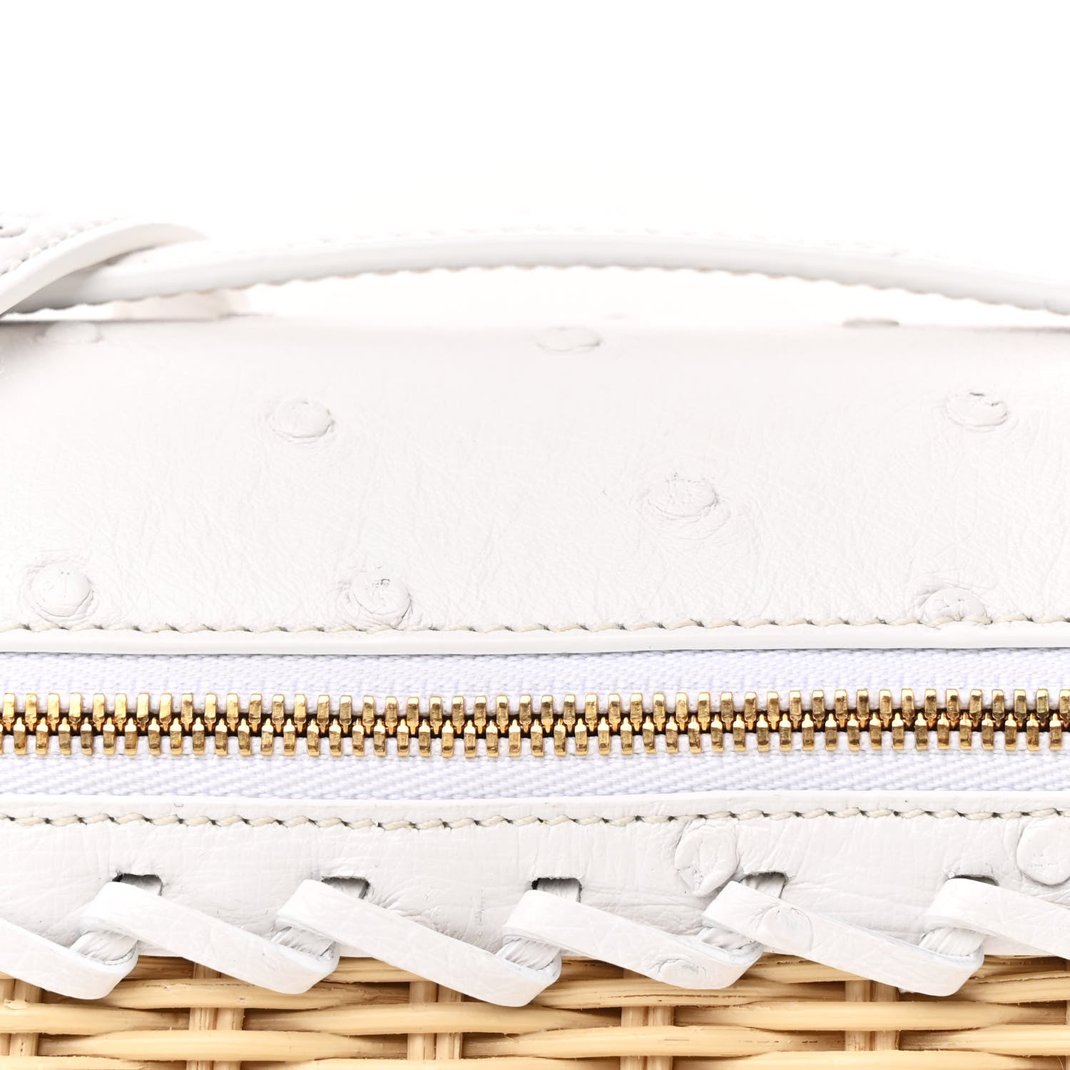 Loro Piana Wicker Ostrich East West L19 Extra Pocket Pouch Malt White 7 of 10