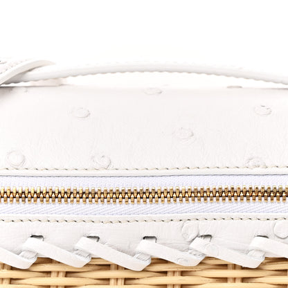 Loro Piana Wicker Ostrich East West L19 Extra Pocket Pouch Malt White 7 of 10