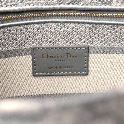 Christian Dior Canvas Toile De Jouy Reverse Embroidered Large Lady D-Lite Grey 6 of 10