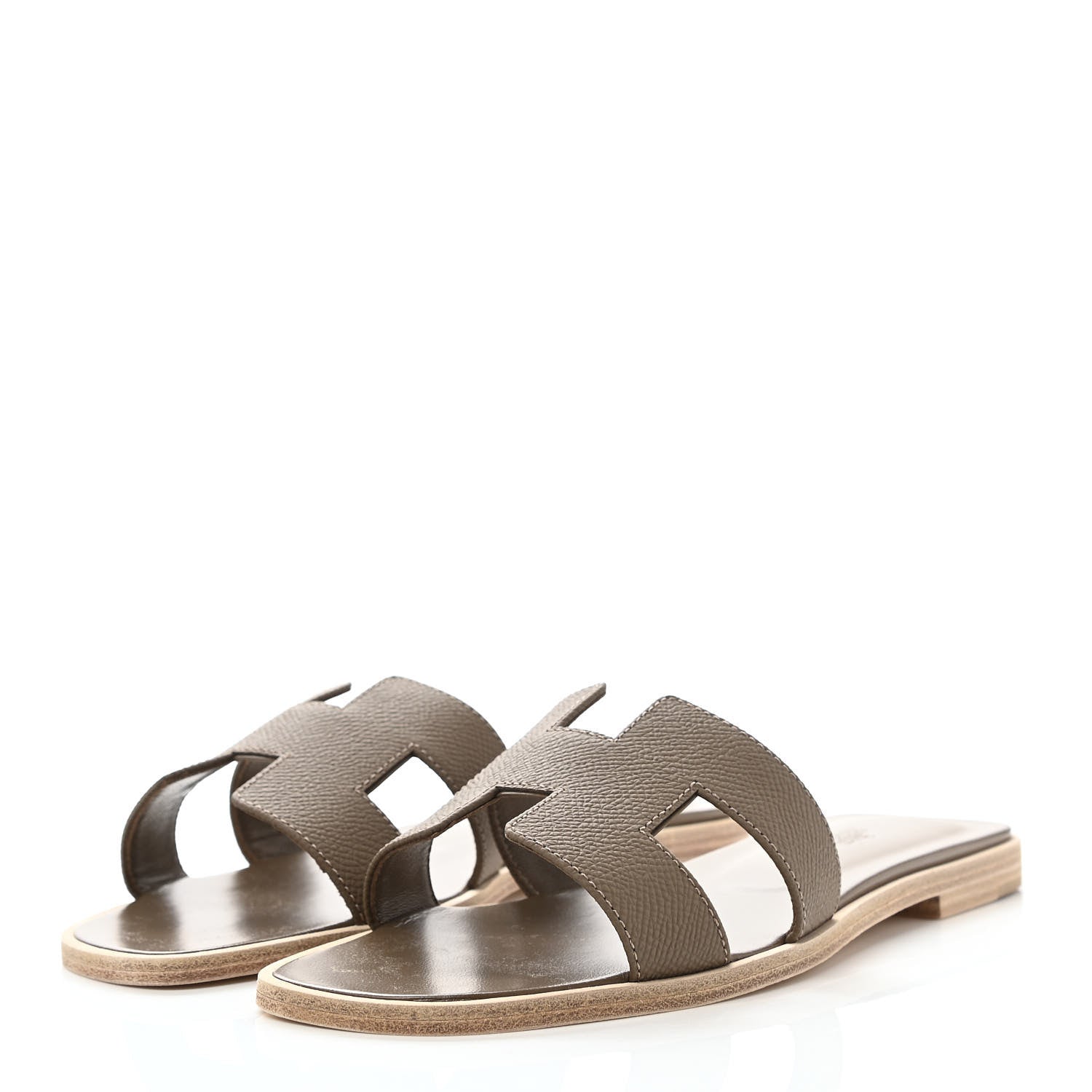 Hermes Epsom Oran Sandals 37 Etoupe 3 of 9