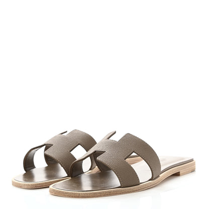 Hermes Epsom Oran Sandals 37 Etoupe 3 of 9