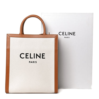 Celine Canvas Calfskin Logo Print Small Vertical Cabas Natural Tan 11 of 11