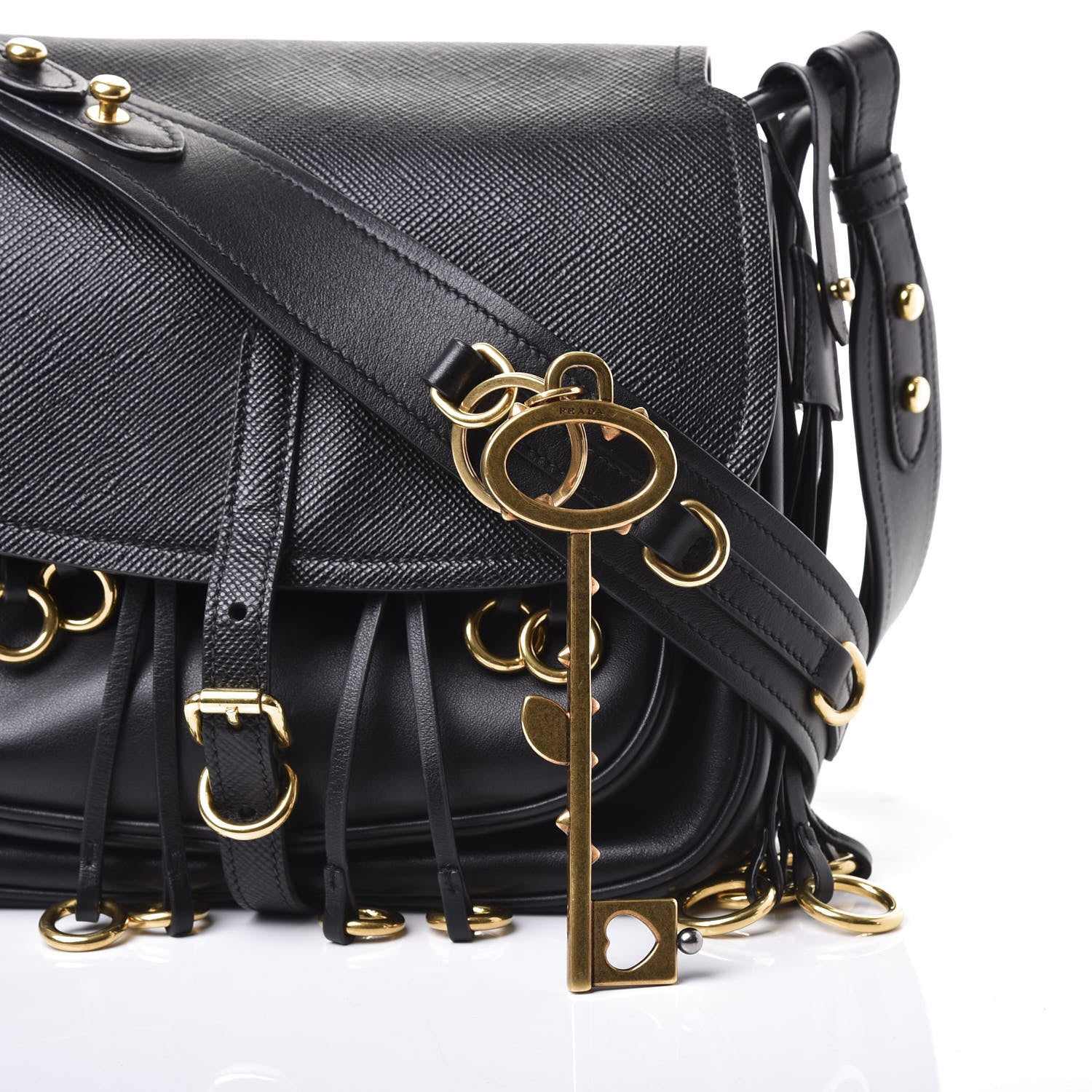 Prada Saffiano Cuir Calf Corsaire Bag Black 9 of 12