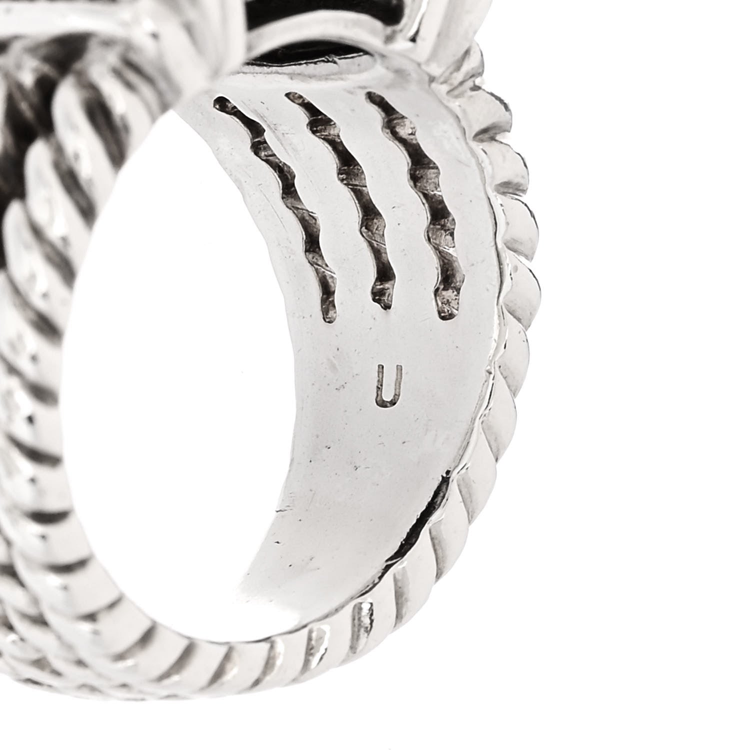 David Yurman Sterling Silver Diamond 16mm Wheaton Ring 53 6.5 6 of 6