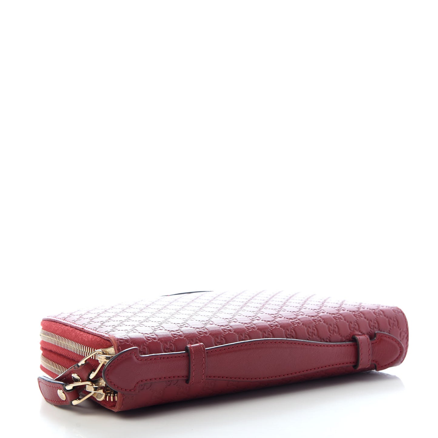 Microguccissima Zip Around Top Handle Travel Wallet Red