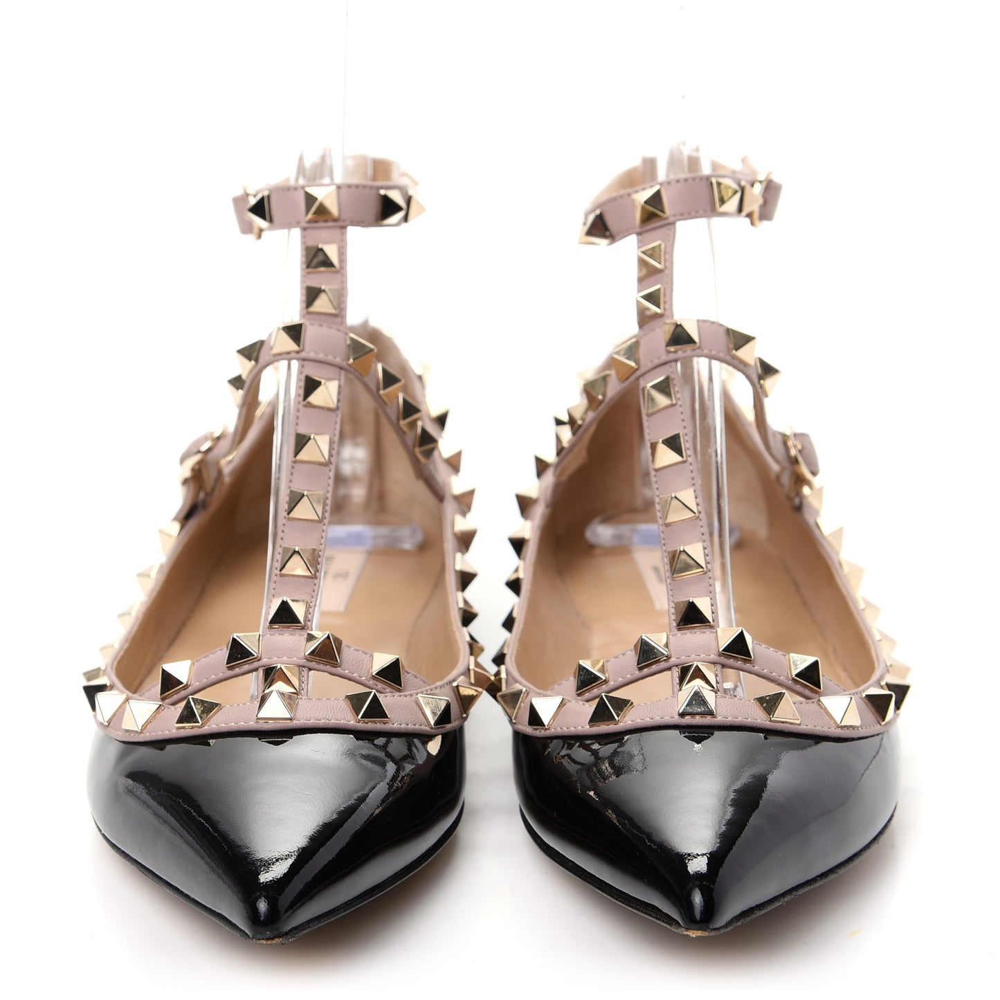 Patent Rockstud Cage Ballerina Flats 38 Black Poudre