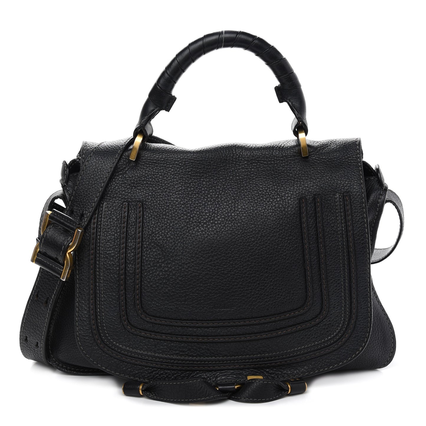 Calfskin Medium Marcie Top Handle Bag Black