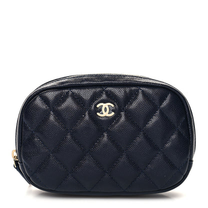 Chanel Caviar Quilted Small Curvy Pouch Cosmetic Case Navy 1 of 10