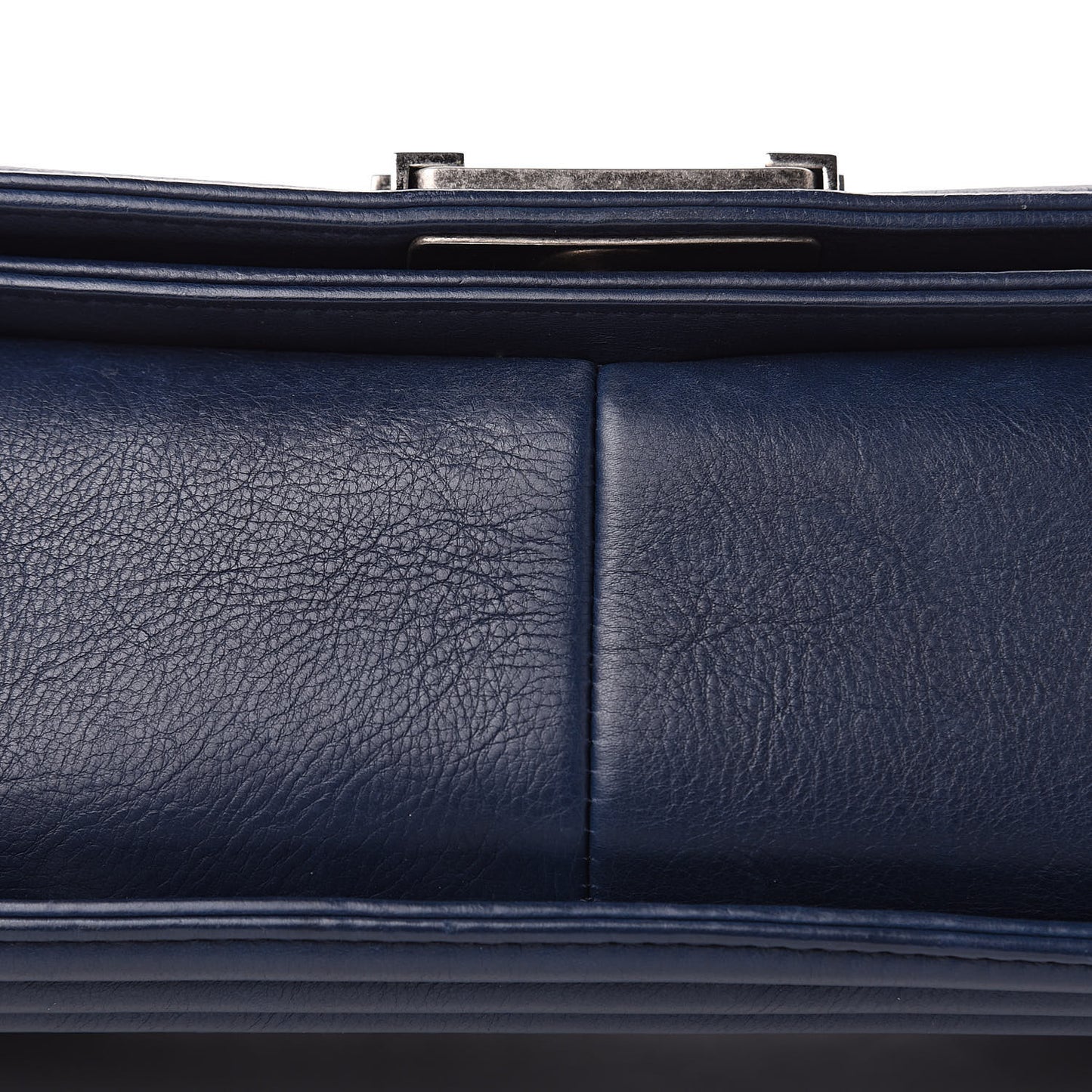 Calfskin Double Stitch Medium Boy Flap Marine