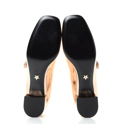 Christian Dior Mirror Finish Calfskin Baby-D Ballet Pumps 37.5 Stardust Gold 6 of 10