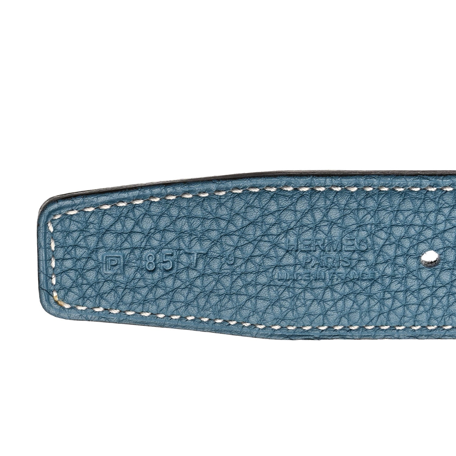Hermes Togo Box 32mm Belt Strap 85 Black Blue Jean 7 of 9