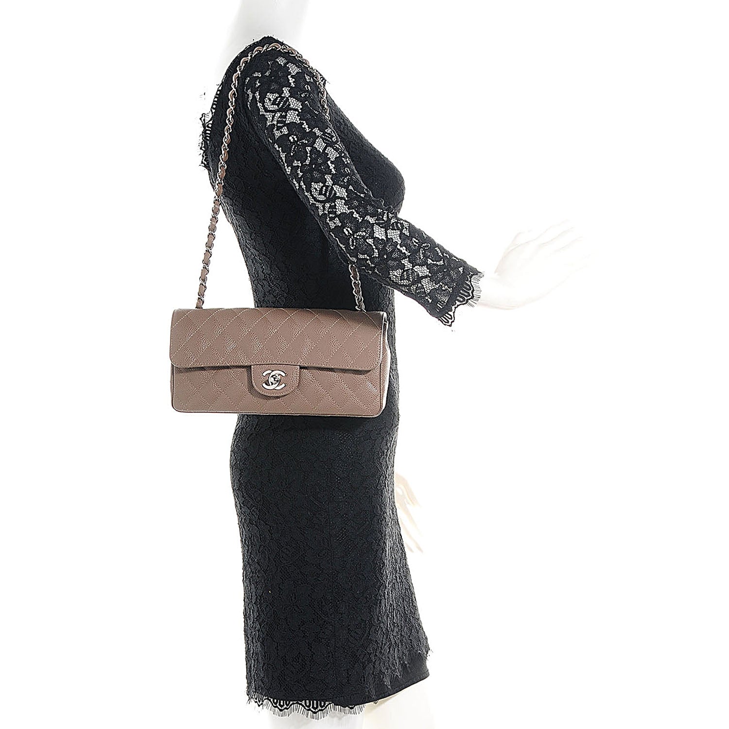 Chanel Caviar East West Flap Bag Taupe 2 of 8
