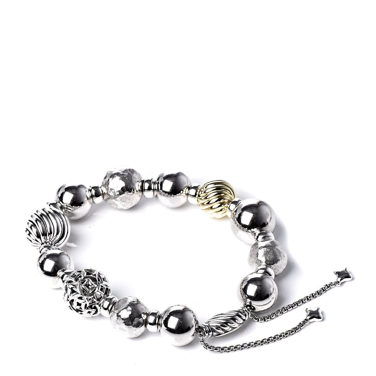 Sterling Silver 18K Yellow Gold 12-14mm Elements Bead Bracelet