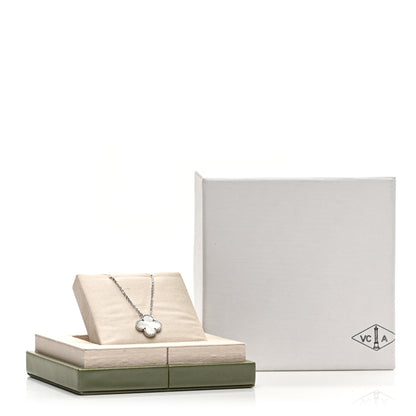 Van Cleef & Arpels 18K White Gold Mother Of Pearl Vintage Alhambra Pendant Necklace 5 of 5
